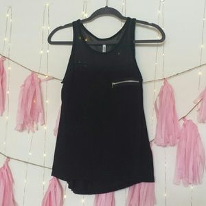 Black Mesh Panel Tank Top sz Med